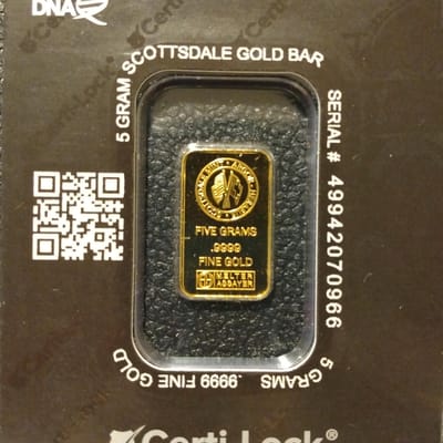 5 Gram Scottsdale-USA- 99.99 Gold bar - additional view