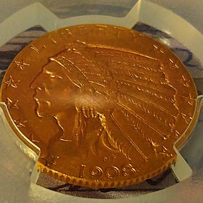 1908 $5 PCGS AU58 Gold Indian - additional view