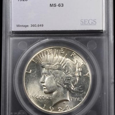 1928 P Peace dollar MS63