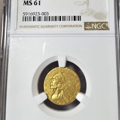 1912 $2.5 MS61 GOLD Indian - additional view