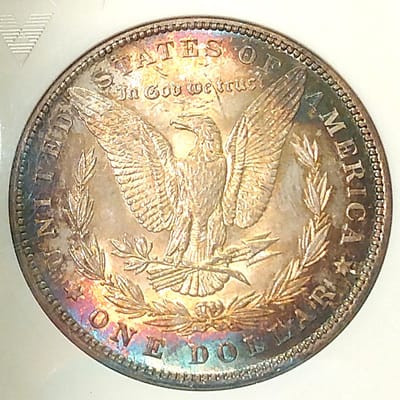 1880-P ANACS MS65 Toned Morgan dollar
