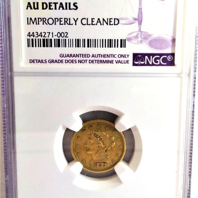 1851-P NGC $2.5 Liberty gold-AU Cleaned 