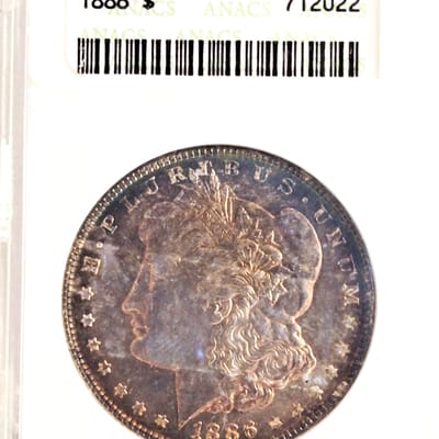 1886 P ANACS MS66 Toned Morgan dollar