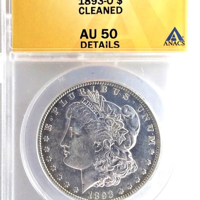 1893-0 AU50 Morgan dollar cleaned