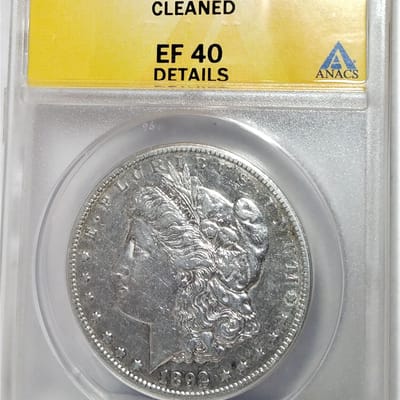 1892-CC ANACs XF40 cleaned Morgan dollar