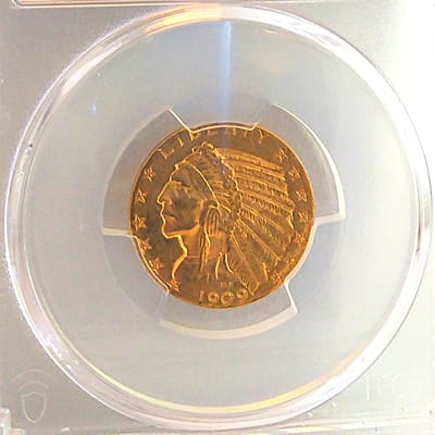 1909-D PCGS AU58 $5 Gold Indian - additional view