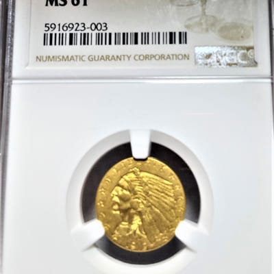 1912 $2.5 MS61 GOLD Indian