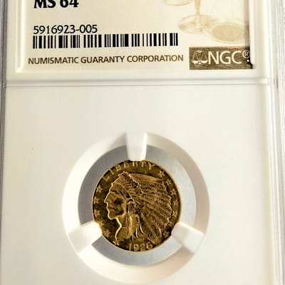 1926 $2.5 MS64 GOLD Indian