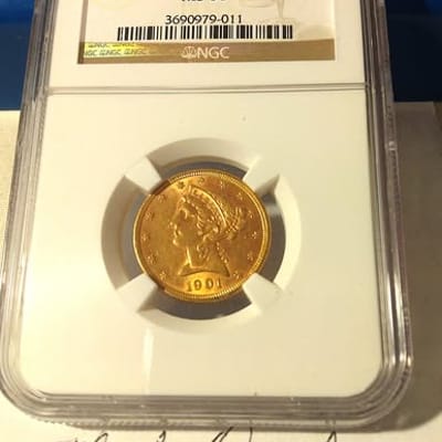 1901-S $5 MS61 Gold Liberty - additional view