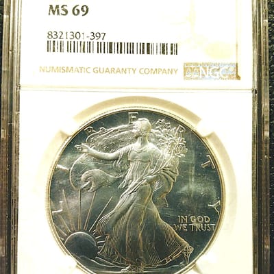 1992 American Silver Eagle NGC MS69