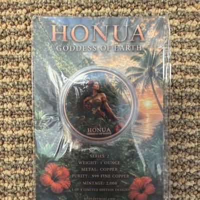 Honua Goddess of Earth 1 oz .999 Fine Copper Round Islander Mint Series 2