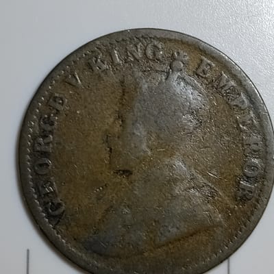 1919 British India One Quarter Anna Bronze Coin - additional view