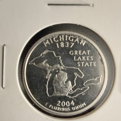 Silver proof 2004 S Michigan Washington quarter 