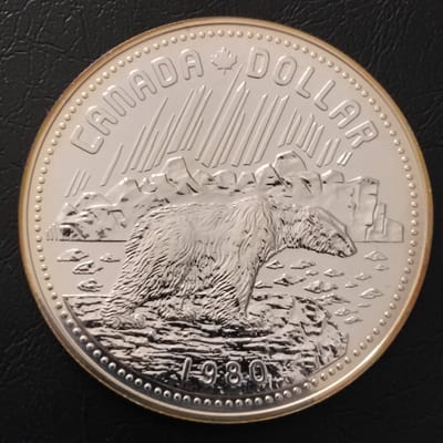 1980 Canada Specimen Silver Dollar Polar Bear $1 