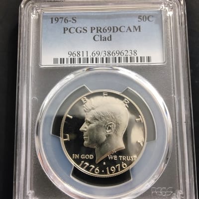 1976-S clad Bicentennial Kennedy Half Dollar PF69