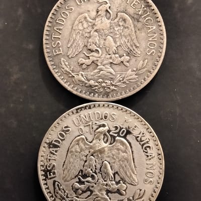 Silver Transitional Set 1919 Mexico 50 Centavos  - additional view