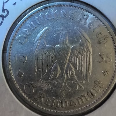 Silver 1935-A German Potsdam Church 5 Reichsmark