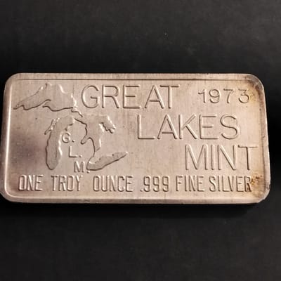 Vintage Great Lakes Mint 1oz Silver Art Bar  - additional view