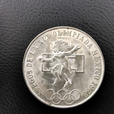 Silver 1968 Mexico 25 Pesos Olympic Games - AU-BU