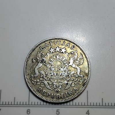 Silver 1924 Latvia 1 Lats (AU) Condition 
