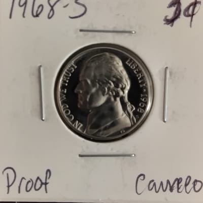 1968-S proof Cameo Jefferson Nickel