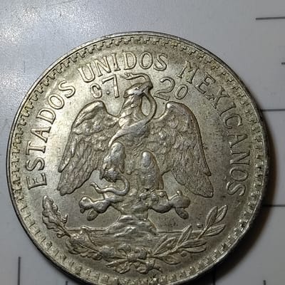 Silver 1945 Mexico 50 Centavos Cap & Rays GEM BU - additional view