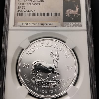 NGC SP-70 Silver 2017 South Africa 1oz Krugerrand 