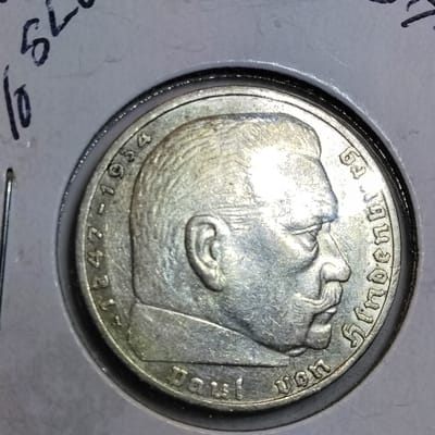 Silver 1937-A Germany 2 Reichsmark Sharp EF/AU  - additional view