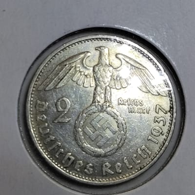 Silver 1937-A Germany 2 Reichsmark Sharp EF/AU 