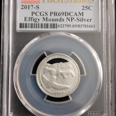 Silver First Strike 2017-S Effigy Mounds Quarter 