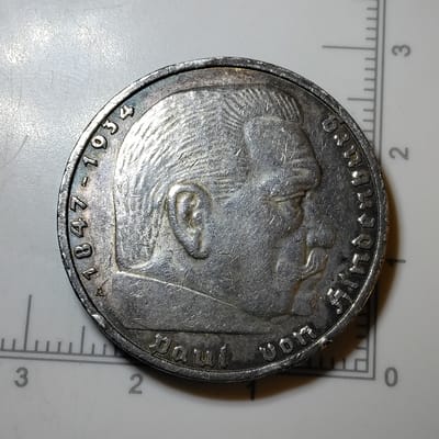 Silver 1938-A Germany 5 Reichsmark Crisp XF-45 - additional view