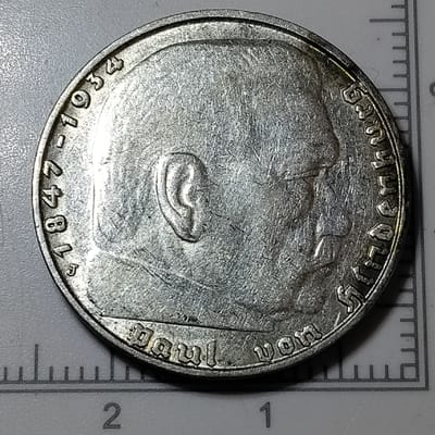 Silver 1937-J Germany 2 Reichsmark XF Condition - additional view