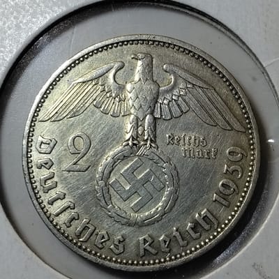 Silver 1939-J Germany 2 Reichsmark VF-35 TO XF-45 