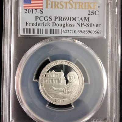 Silver 2017-S First Strike Frederick Douglass 25¢