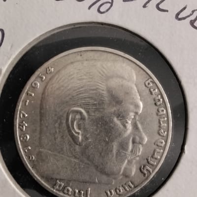 Silver 1937-J German 2 Reichsmark XF Condition  - additional view