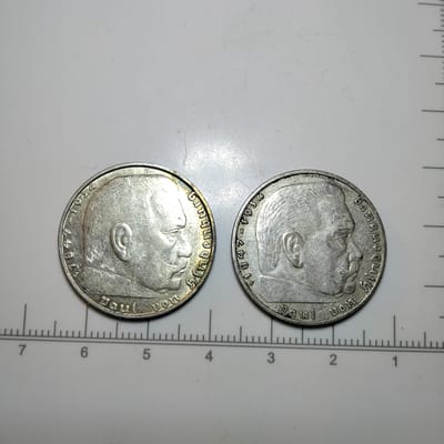 German silver Reichsmarks LOT 1937-F 1937-J - additional view