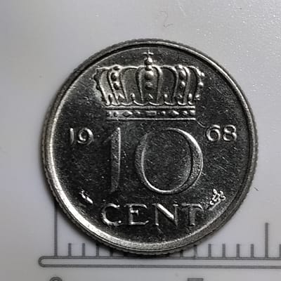 1968 Netherlands 10-cent piece - additional view