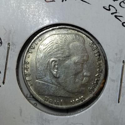 Silver 1938 B German 2 Reichsmarks  - additional view