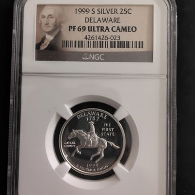 Silver Key First Year 1999-S Delaware State 25¢ 