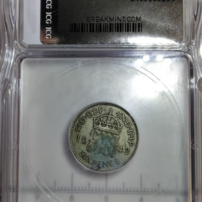 Silver 1942 Great Britain sixpence  - additional view