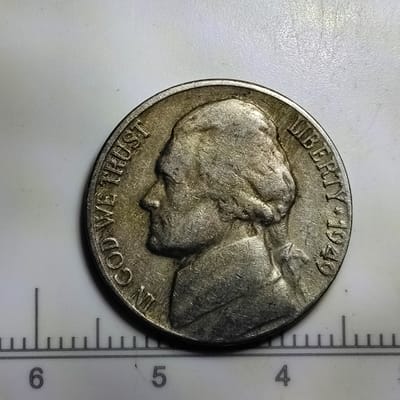 Error 1949 D over D Jefferson nickel   - additional view