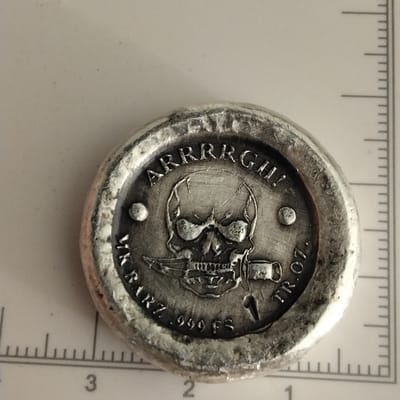 MK BarZ 1 oz Silver Hand-Poured Pirate Round
