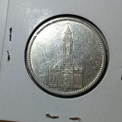 Silver 1935-A German Potsdam Church 5 Reichsmark - additional view