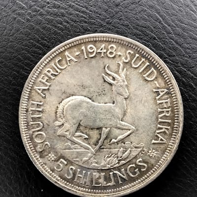 Rare silver 1948 South African 5 Shillings