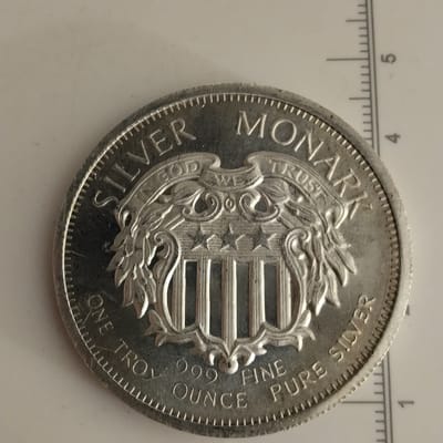 Vintage 1970s Monark 1 oz Silver Art Round  - additional view