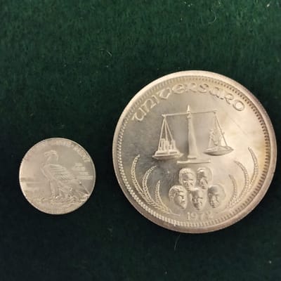 Vintage 1oz silver trade unit & 1/10 oz GSM Round 