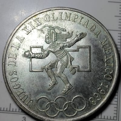 Silver 1968 Mexican 25 Peso Olympic Commemorative - additional view