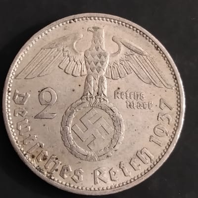 Silver German 1937-A 2 Reichsmarks XF Condition 