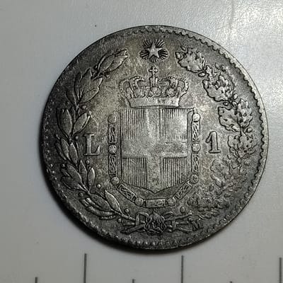 Silver 1887 M Italy 1 Lira  - additional view