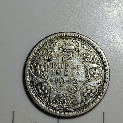 Silver 1942 1/4 Rupee - additional view